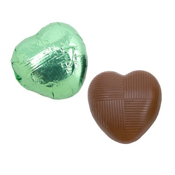 Green Chocolate Foil Hearts