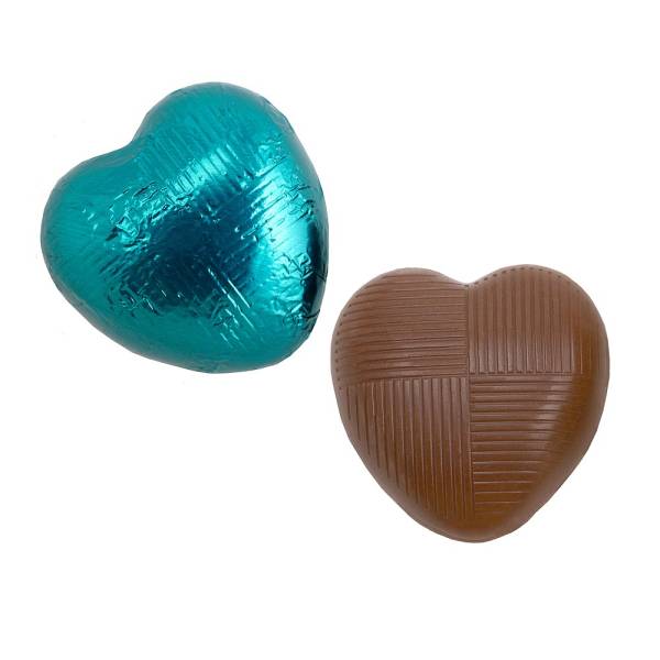 Teal Chocolate Foil Hearts
