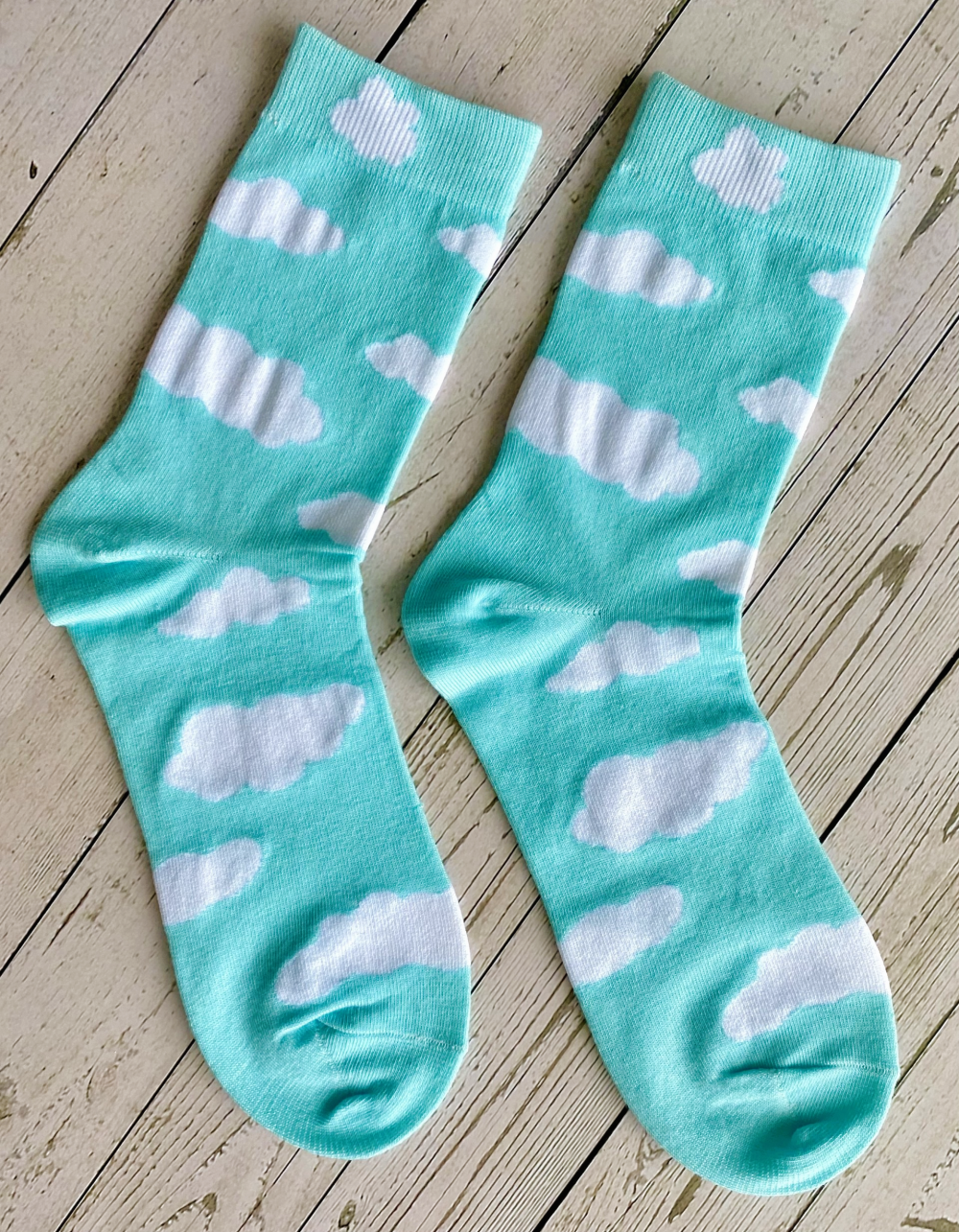 Blue and White Cloud Socks