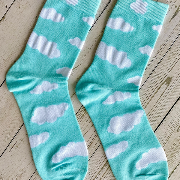 Blue and White Cloud Socks
