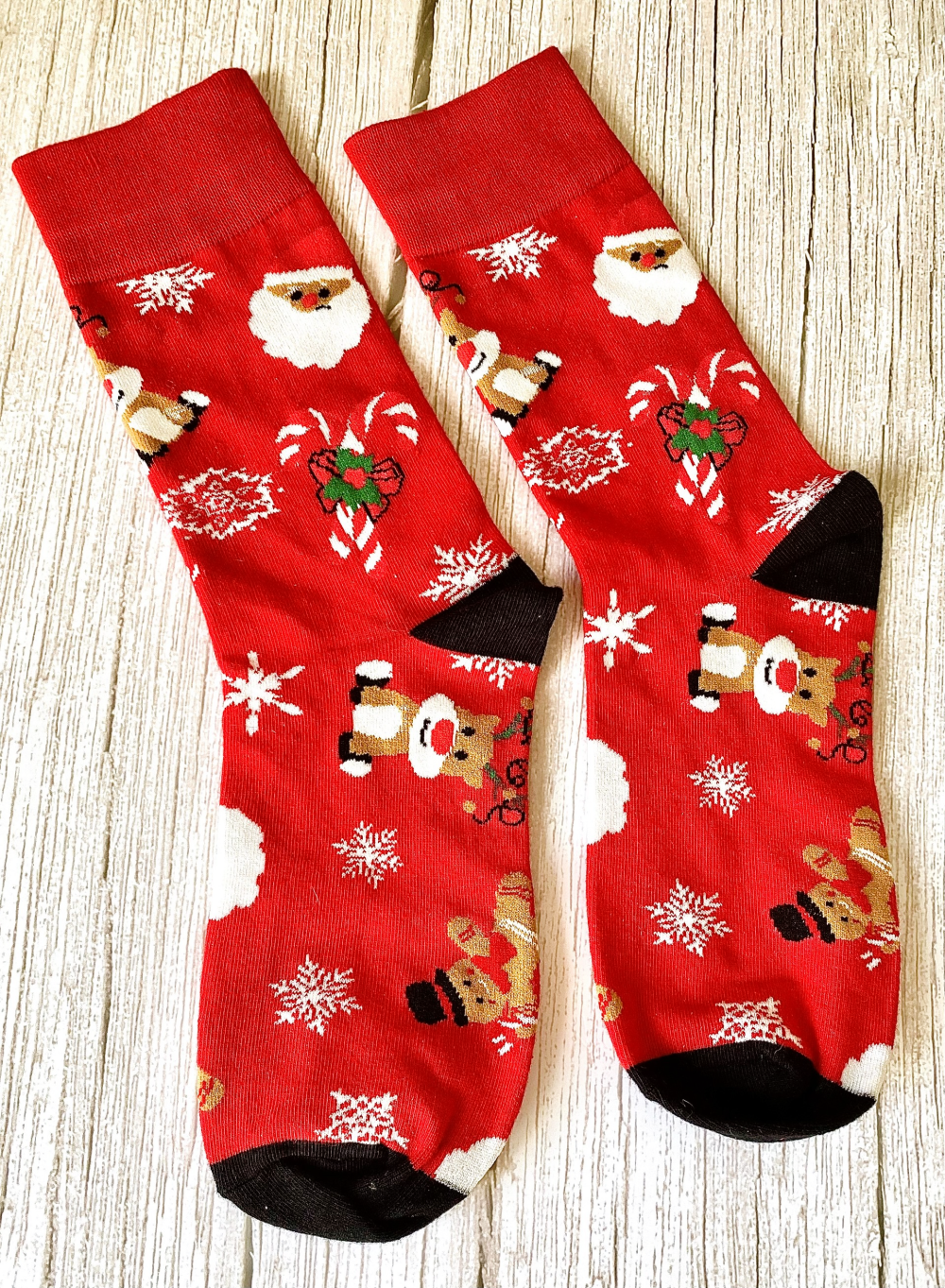Christmas Candy Cane & Santa Socks