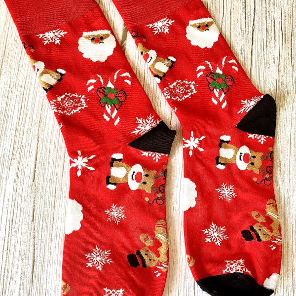 Christmas Candy Cane & Santa Socks