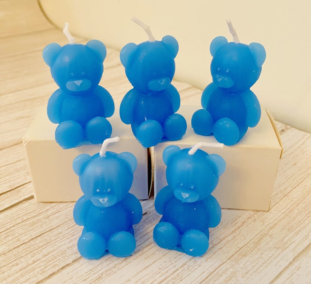 Blue Baby Teddy Bear Candle