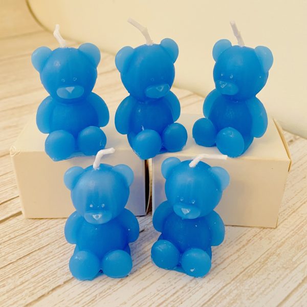 Blue Baby Teddy Bear Candle