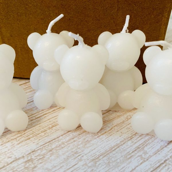 White Baby Teddy Bear Candle
